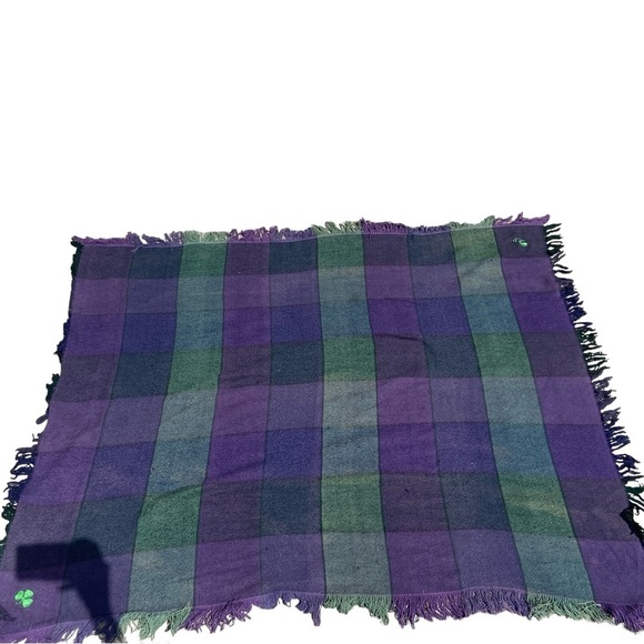 Irish Purple/Blue & Green Fringe Park Blanket☘️ - Picture 2 of 9